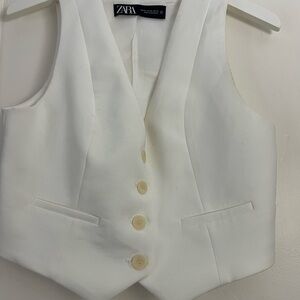 Zara Ivory Buttoned Vest